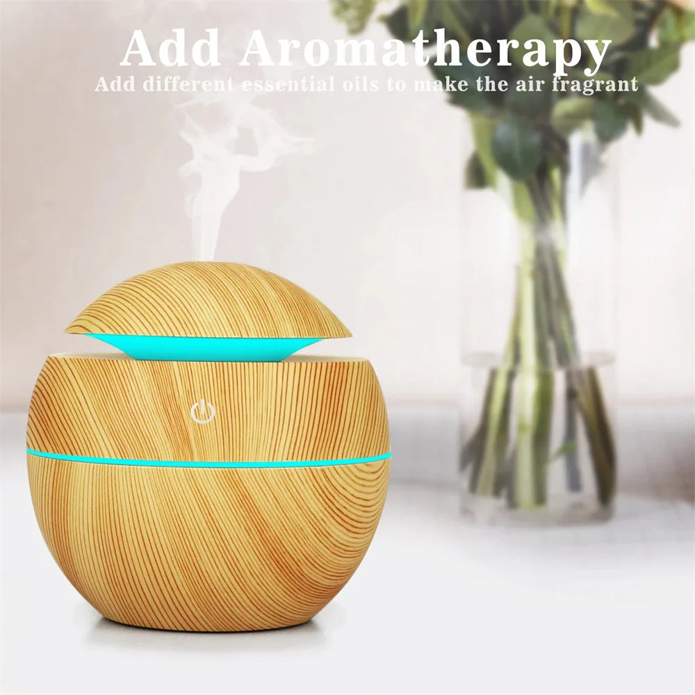 Humidifier Electric Air Aroma Diffuser Wood Ultrasonic Air Humidifier!   PORTABLE Essential Oil Aromatherapy Cool Mist Maker for Bedroom! WISESSENCE!