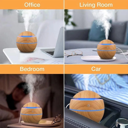 Humidifier Electric Air Aroma Diffuser Wood Ultrasonic Air Humidifier!   PORTABLE Essential Oil Aromatherapy Cool Mist Maker for Bedroom! WISESSENCE!