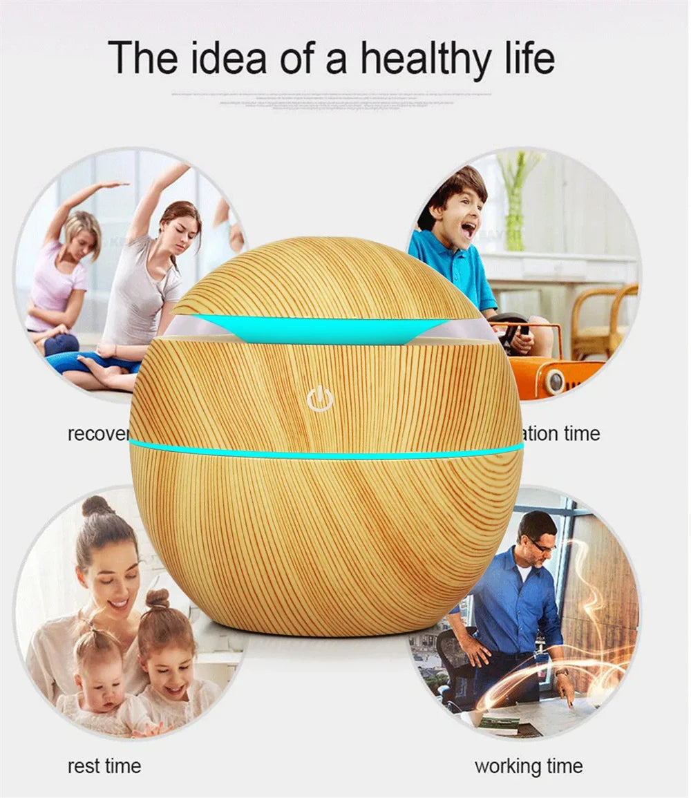 Humidifier Electric Air Aroma Diffuser Wood Ultrasonic Air Humidifier!   PORTABLE Essential Oil Aromatherapy Cool Mist Maker for Bedroom! WISESSENCE!