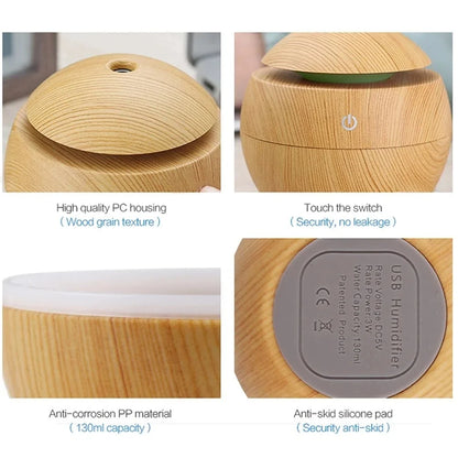 Humidifier Electric Air Aroma Diffuser Wood Ultrasonic Air Humidifier!   PORTABLE Essential Oil Aromatherapy Cool Mist Maker for Bedroom! WISESSENCE!