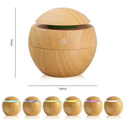 Humidifier Electric Air Aroma Diffuser Wood Ultrasonic Air Humidifier!   PORTABLE Essential Oil Aromatherapy Cool Mist Maker for Bedroom! WISESSENCE!