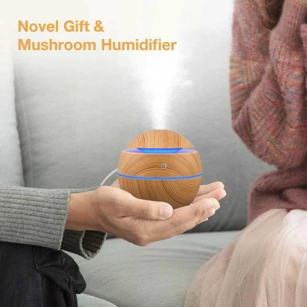 Humidifier Electric Air Aroma Diffuser Wood Ultrasonic Air Humidifier!   PORTABLE Essential Oil Aromatherapy Cool Mist Maker for Bedroom! WISESSENCE!